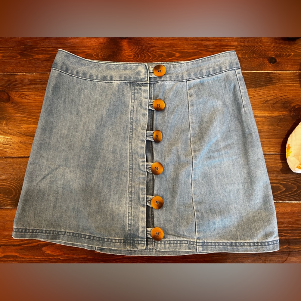 Rhythm Denim Mini Skirt with Toggle Buttons Size 8